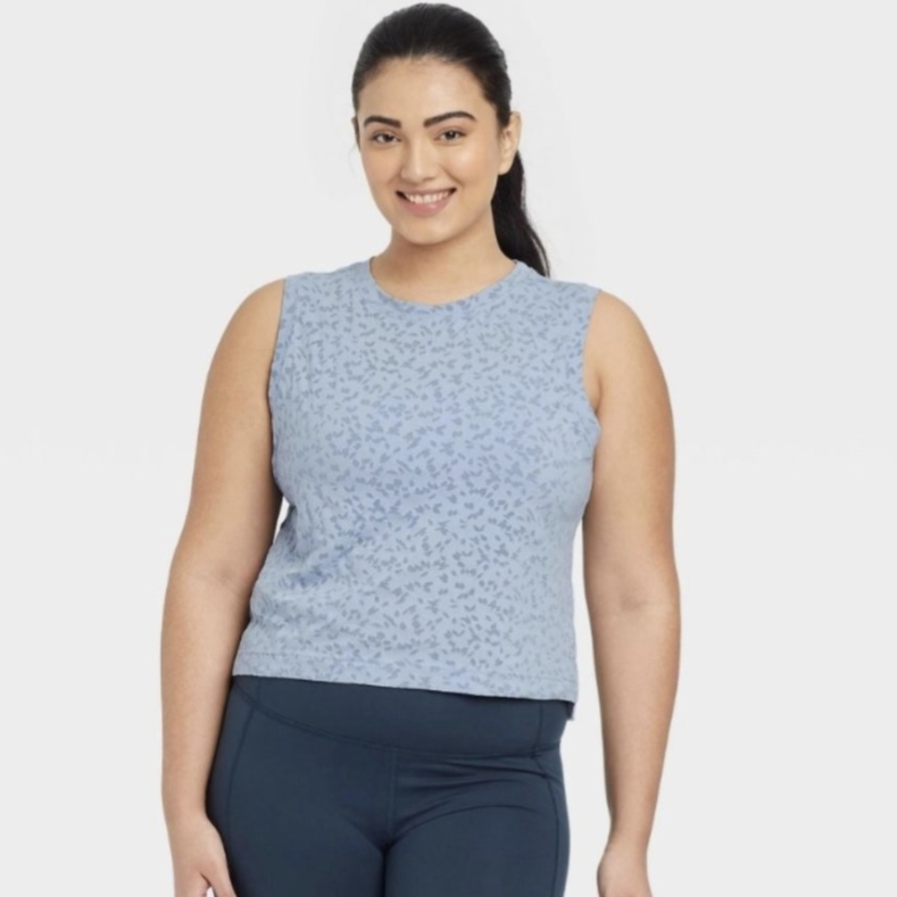 All In Motion Women's Crop Active Tank Top - Light Blue